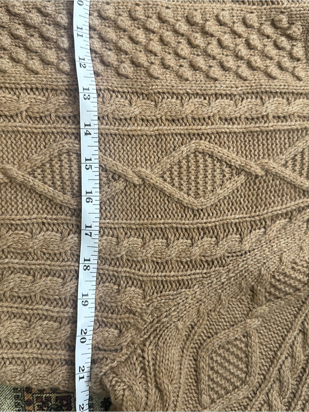 J.Crew Cable-Knit Tunic Sweater Dress Camel Tan Lambswool Blend Size L - Picture 5 of 6